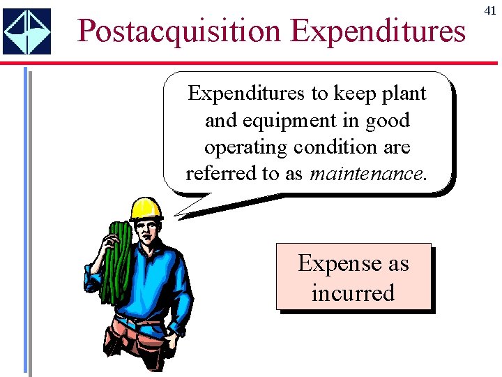 Postacquisition Expenditures to keep plant and equipment in good operating condition are referred to