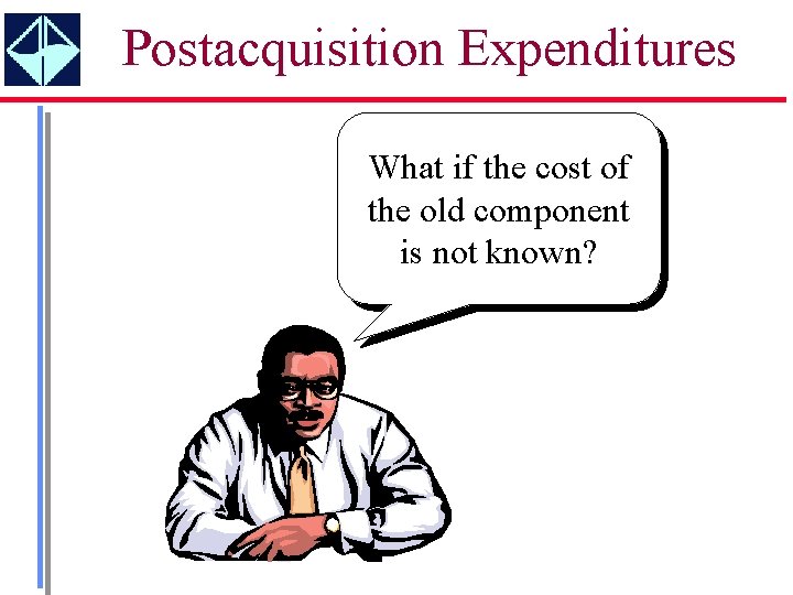 Postacquisition Expenditures What if the cost of the old component is not known? 