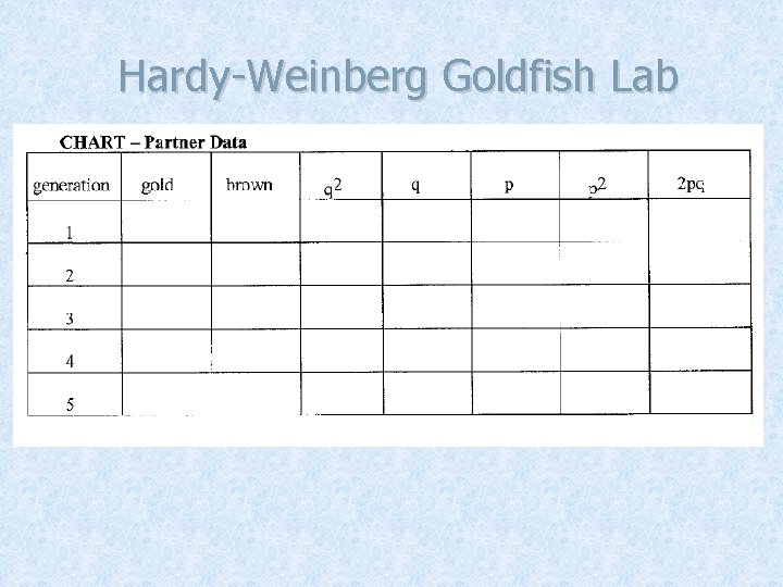 Hardy-Weinberg Goldfish Lab 