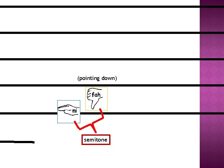 (pointing down) semitone 