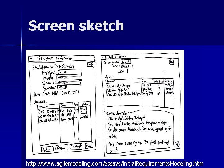 Screen sketch http: //www. agilemodeling. com/essays/initial. Requirements. Modeling. htm 