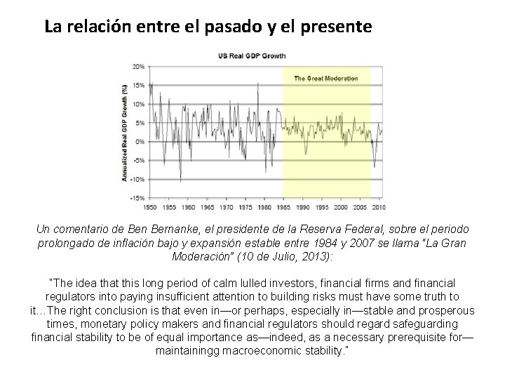 La relación entre el pasado y el presente Un comentario de Ben Bernanke, el