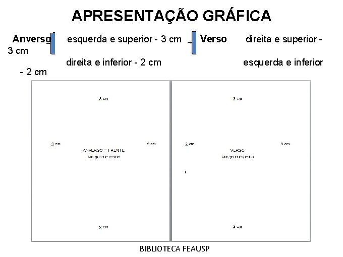 APRESENTAÇÃO GRÁFICA Anverso 3 cm - 2 cm esquerda e superior - 3 cm