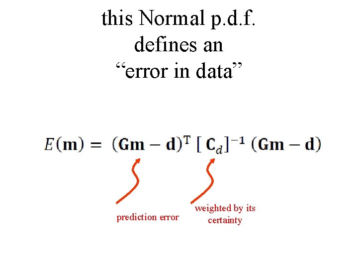 this Normal p. d. f. defines an “error in data” prediction error weighted by