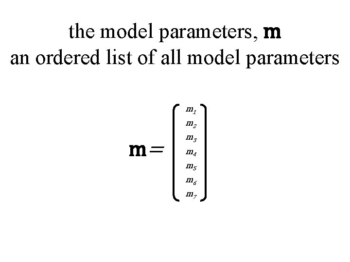 the model parameters, m an ordered list of all model parameters m 1 m