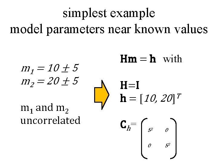 simplest example model parameters near known values m 1 = 10 ± 5 m