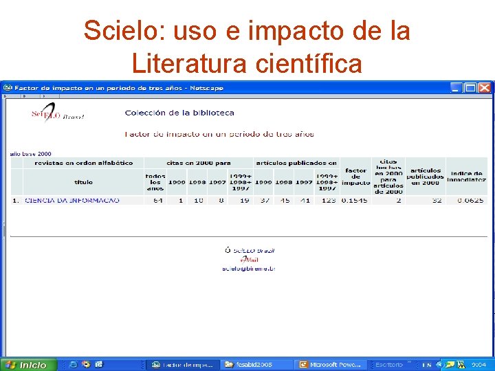 Scielo: uso e impacto de la Literatura científica 