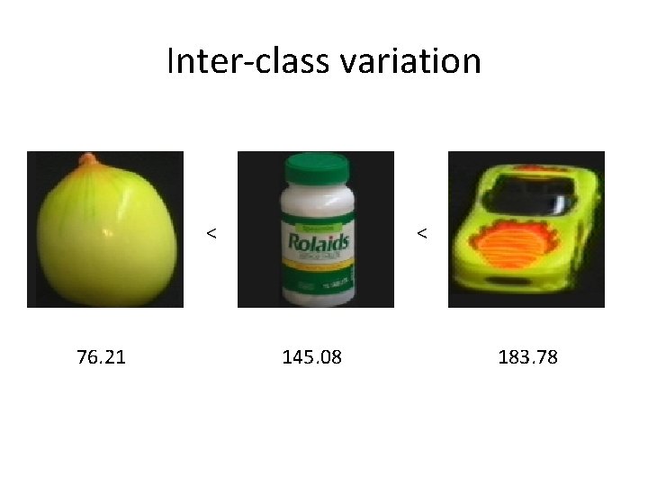 Inter-class variation < 76. 21 < 145. 08 183. 78 