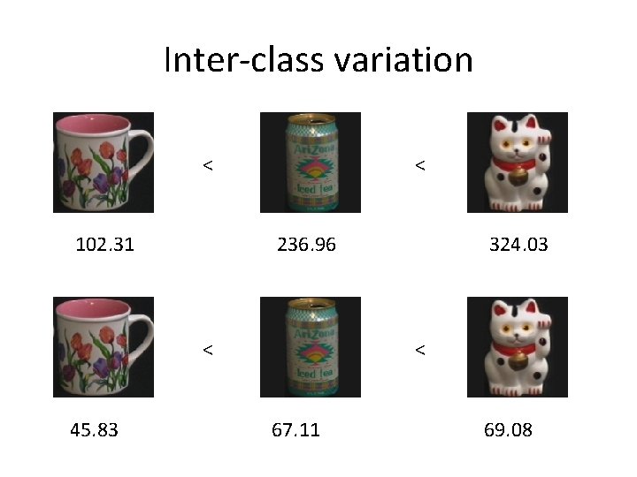 Inter-class variation < 102. 31 < 236. 96 < 45. 83 324. 03 <