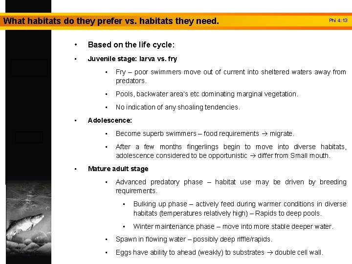 What habitats do they prefer vs. habitats they need. • Based on the life