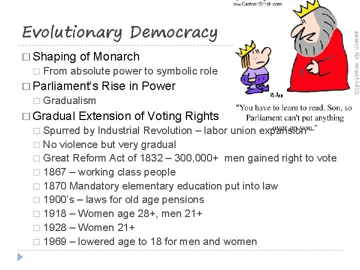 Evolutionary Democracy � Shaping � of Monarch From absolute power to symbolic role �