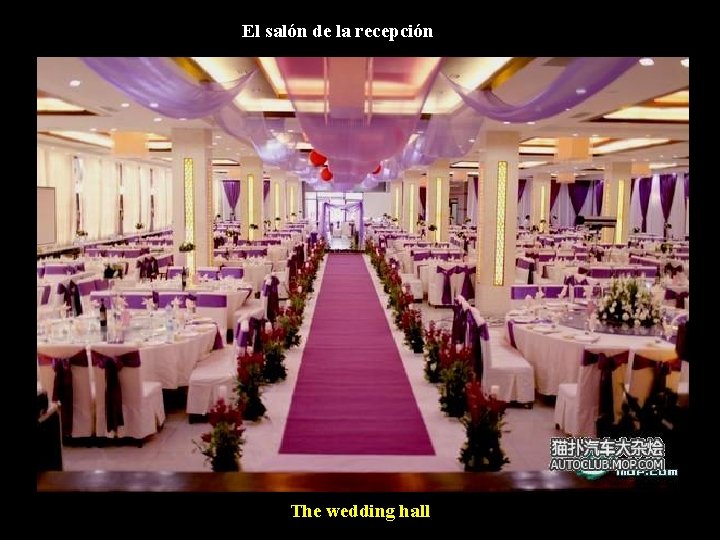 El salón de la recepción The wedding hall 