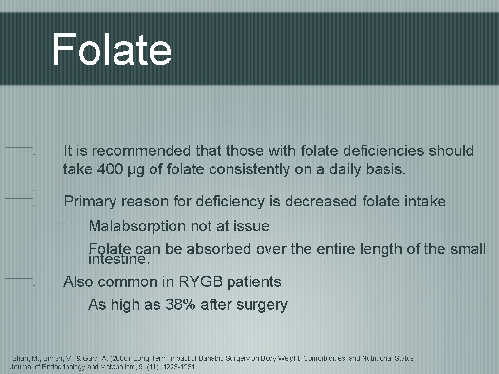 Folate It is recommended that those with folate deficiencies should take 400 µg of