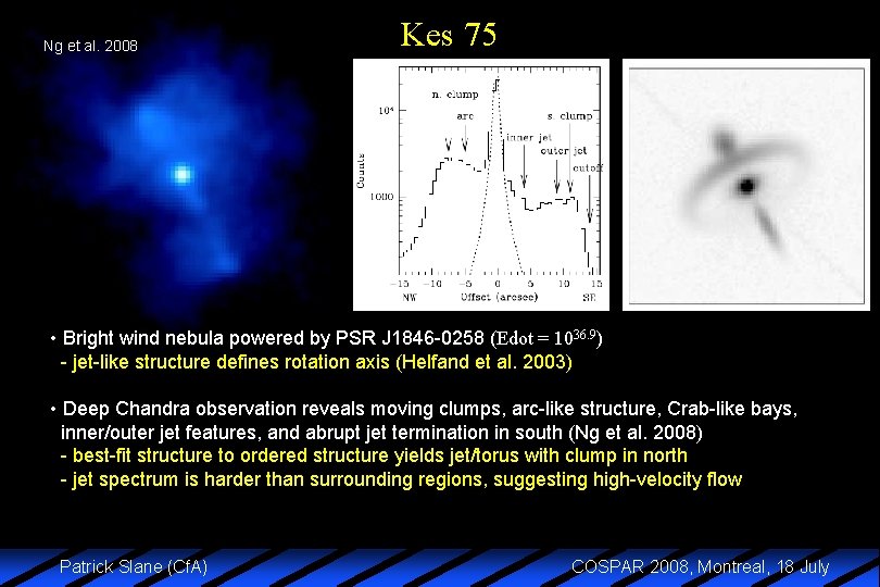 Ng et al. 2008 Kes 75 • Bright wind nebula powered by PSR J