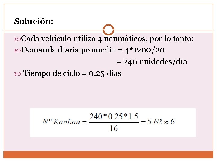 Solución: Cada vehículo utiliza 4 neumáticos, por lo tanto: Demanda diaria promedio = 4*1200/20