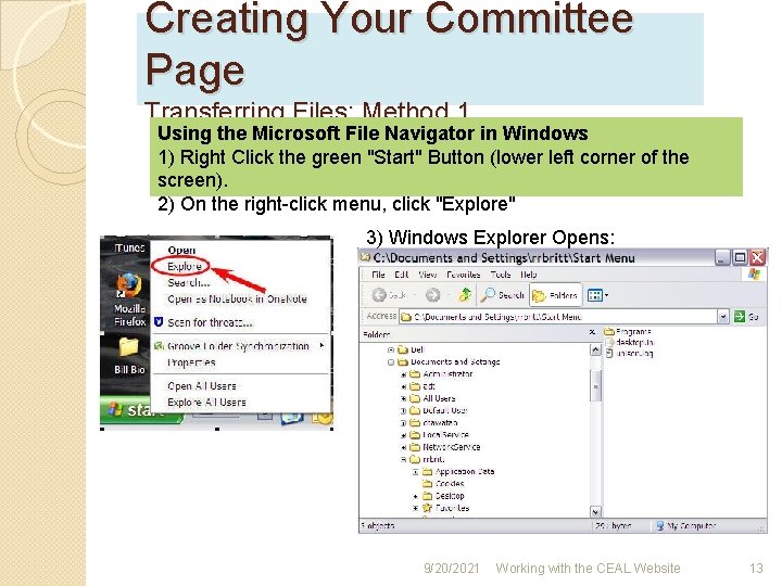 Creating Your Committee Page Transferring Files: Method 1 Using the Microsoft File Navigator in
