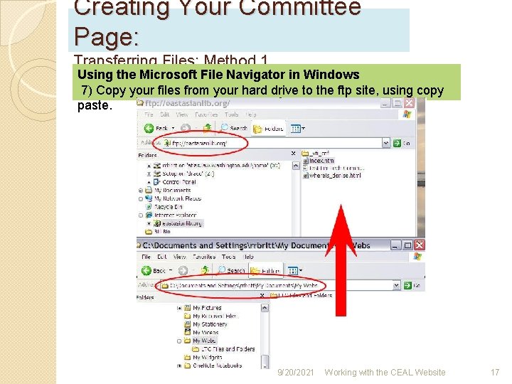 Creating Your Committee Page: Transferring Files: Method 1 Using the Microsoft File Navigator in