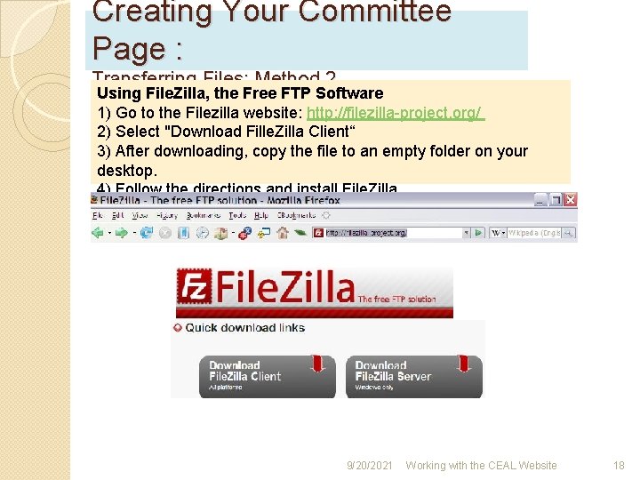 Creating Your Committee Page : Transferring Files: Method 2 Using File. Zilla, the Free