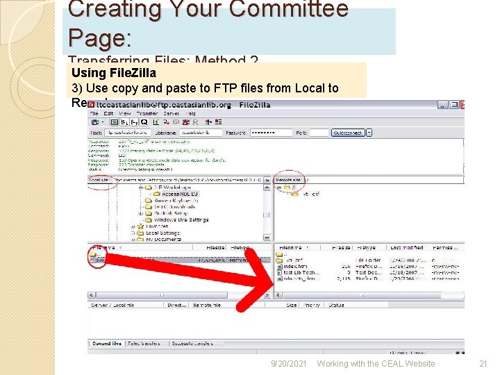 Creating Your Committee Page: Transferring Files: Method 2 Using File. Zilla 3) Use copy