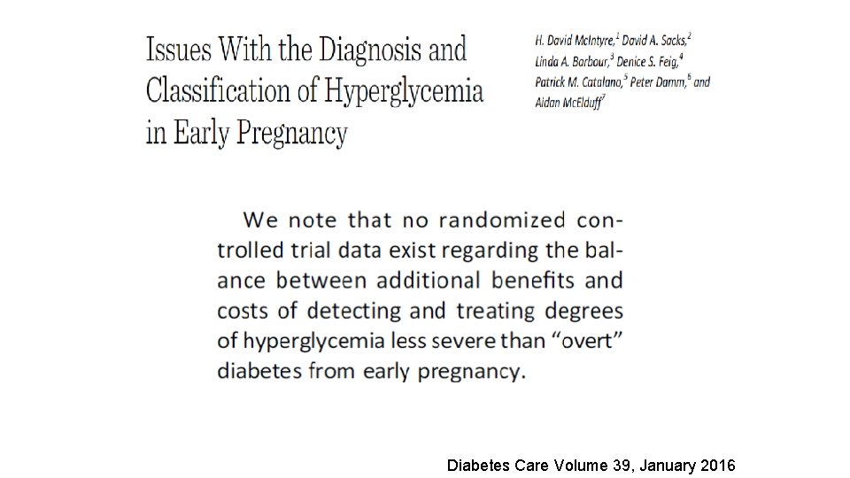 Diabetes Care Volume 39, January 2016 