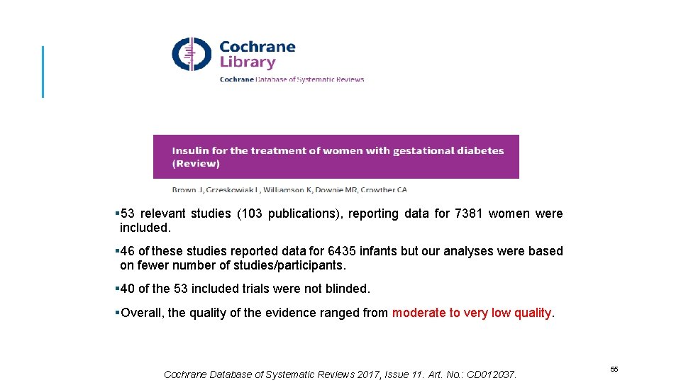 § 53 relevant studies (103 publications), reporting data for 7381 women were included. §