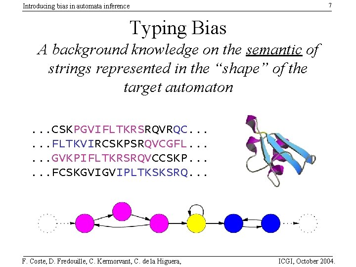 7 Introducing bias in automata inference Typing Bias A background knowledge on the semantic