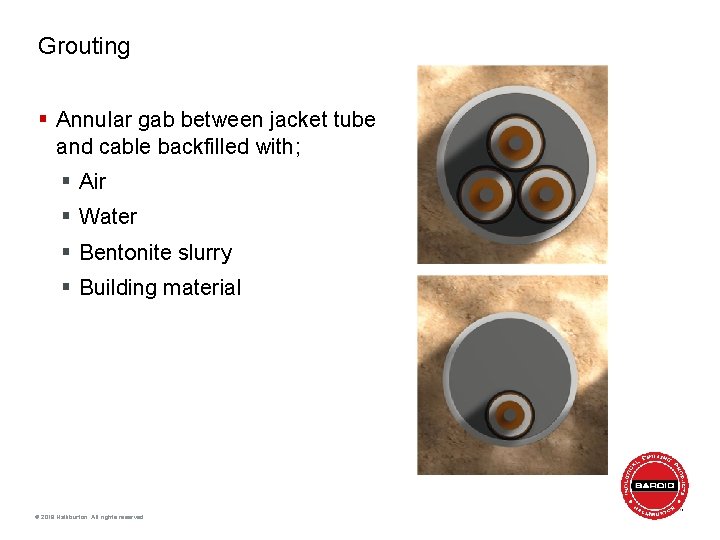 Grouting § Annular gab between jacket tube and cable backfilled with; § Air §