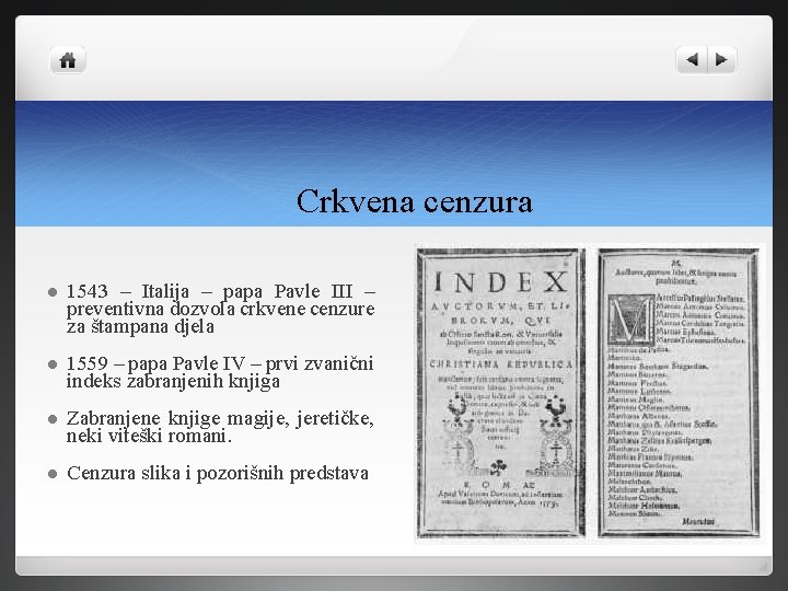 Crkvena cenzura l 1543 – Italija – papa Pavle III – preventivna dozvola crkvene