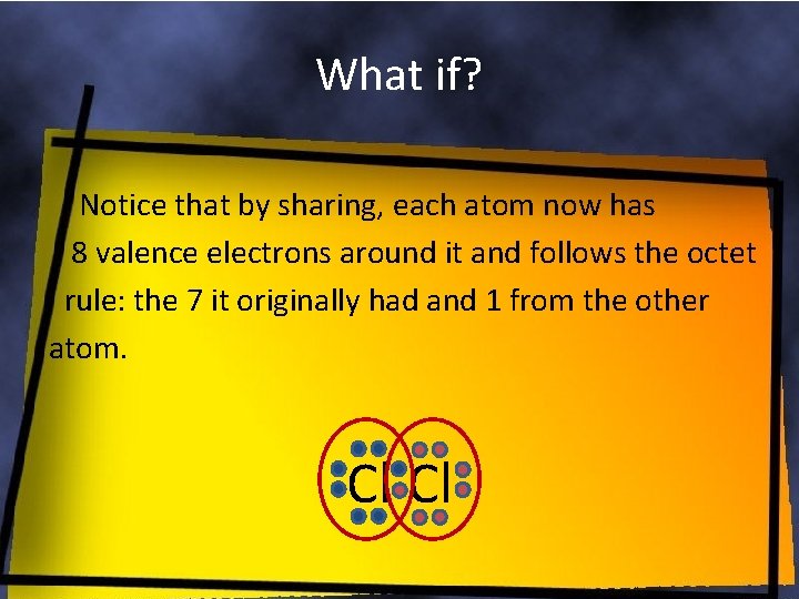 What if? Notice that by sharing, each atom now has 8 valence electrons around