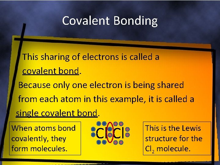 Covalent Bonding This sharing of electrons is called a covalent bond. Because only one