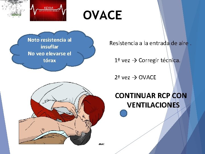 OVACE Noto resistencia al insuflar No veo elevarse el tórax Resistencia a la entrada