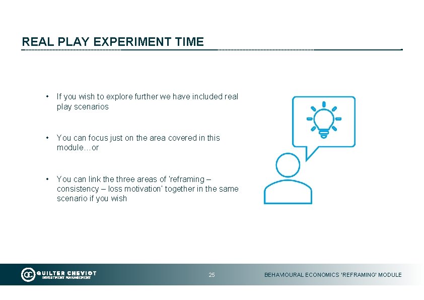 REAL PLAY EXPERIMENT TIME • If you wish to explore further we have included