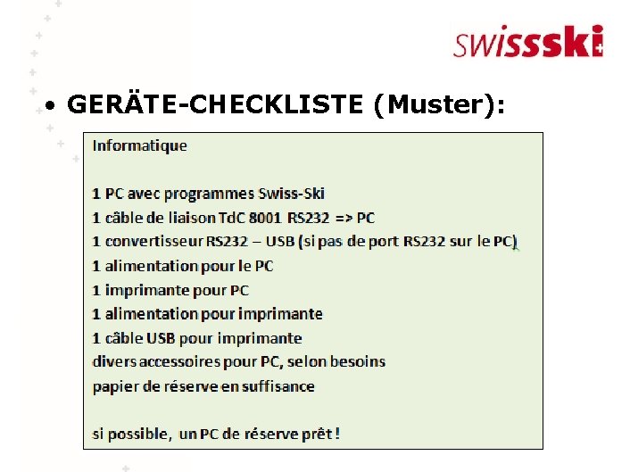  • GERÄTE-CHECKLISTE (Muster): 