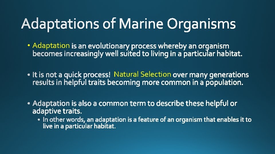  • Adaptation Natural Selection 