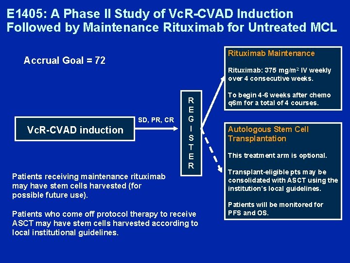 E 1405: A Phase II Study of Vc. R-CVAD Induction Followed by Maintenance Rituximab