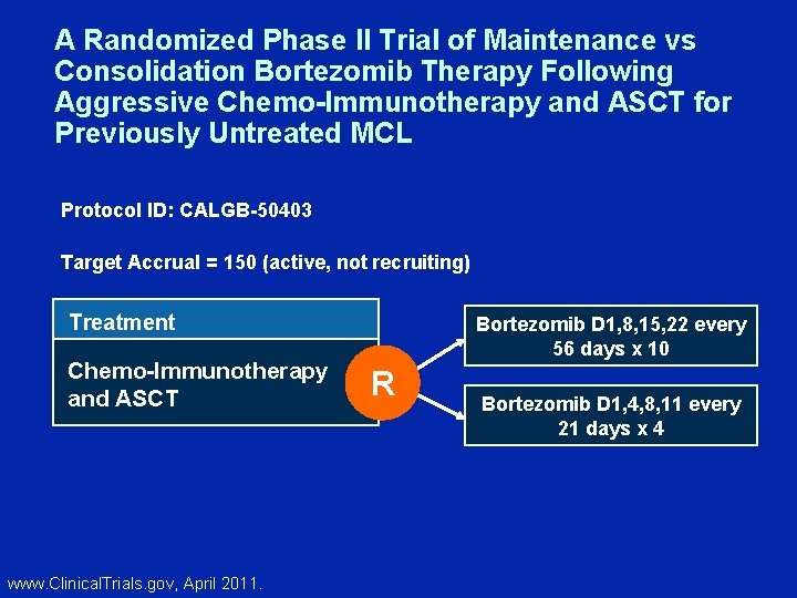 A Randomized Phase II Trial of Maintenance vs Consolidation Bortezomib Therapy Following Aggressive Chemo-Immunotherapy