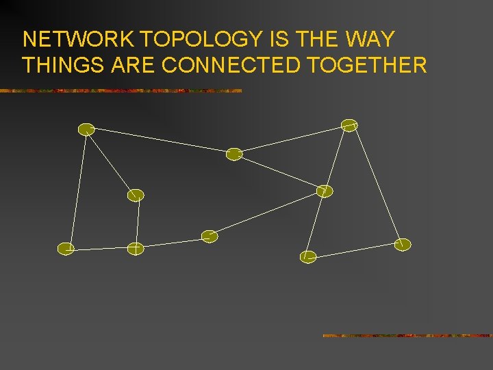 NETWORK TOPOLOGY IS THE WAY THINGS ARE CONNECTED TOGETHER 