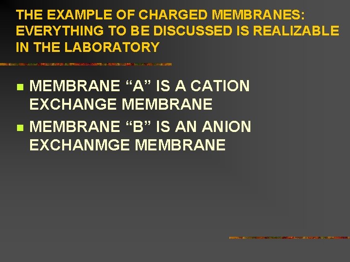 THE EXAMPLE OF CHARGED MEMBRANES: EVERYTHING TO BE DISCUSSED IS REALIZABLE IN THE LABORATORY