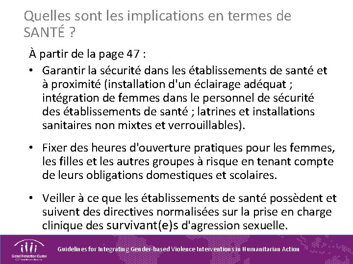 Quelles sont les implications en termes de SANTÉ ? À partir de la page