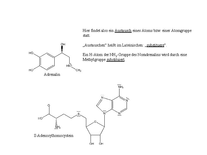 Hier findet also ein Austausch eines Atoms bzw. einer Atomgruppe statt. „Austauschen“ heißt im