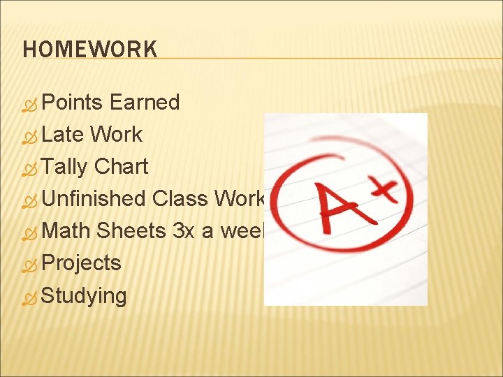 HOMEWORK Points Earned Late Work Tally Chart Unfinished Class Work Math Sheets 3 x