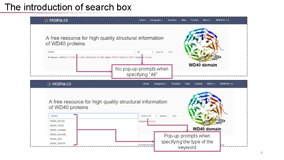 The introduction of search box No pop-up prompts when specifying “All” Pop-up prompts when
