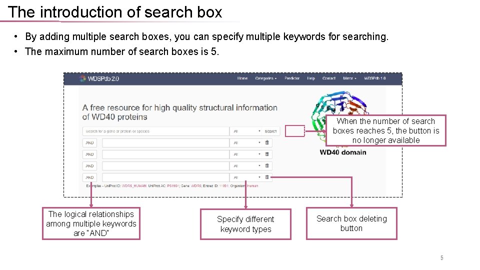 The introduction of search box • By adding multiple search boxes, you can specify