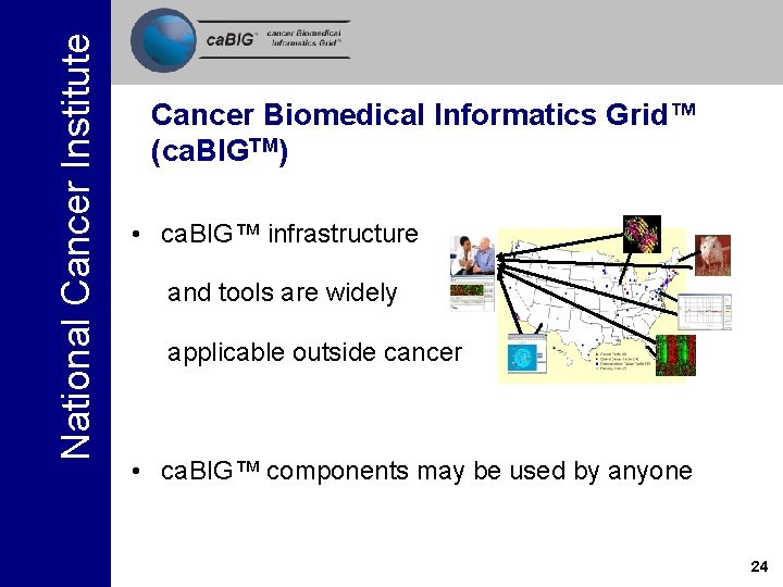National Cancer Institute Cancer Biomedical Informatics Grid™ (ca. BIGTM) • ca. BIG™ infrastructure and