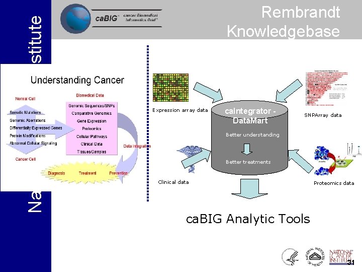 National Cancer Institute Rembrandt Knowledgebase Expression array data ca. Integrator Data. Mart SNPArray data National Cancer Institute Rembrandt Knowledgebase Expression array data ca. Integrator Data. Mart SNPArray data