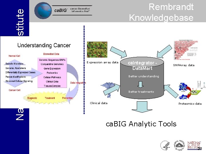 National Cancer Institute Rembrandt Knowledgebase Expression array data ca. Integrator Data. Mart SNPArray data