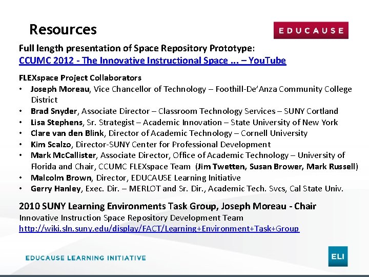 Resources Full length presentation of Space Repository Prototype: CCUMC 2012 - The Innovative Instructional