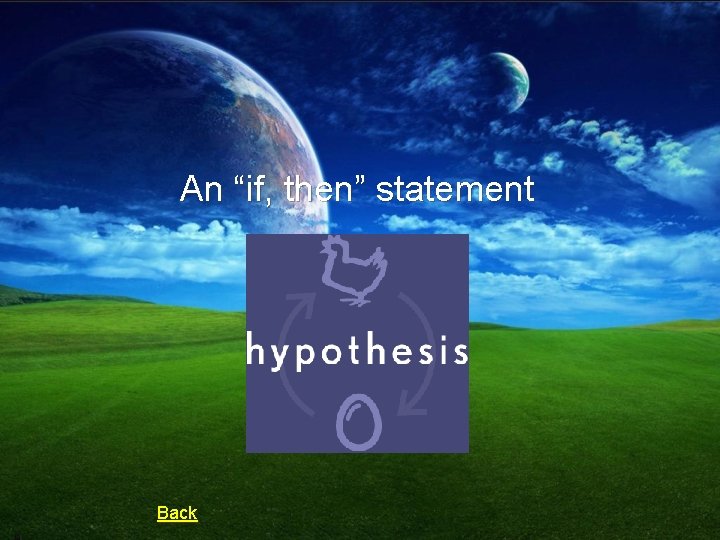 An “if, then” statement Back 