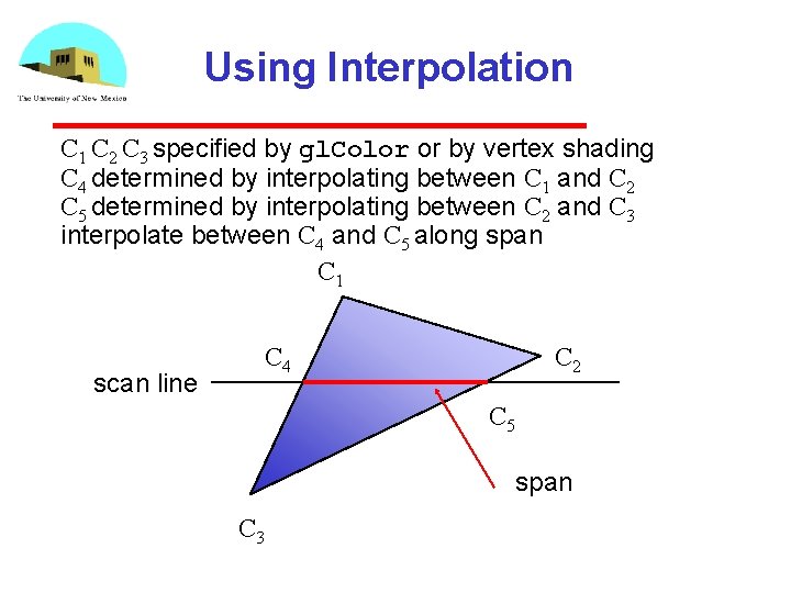 Using Interpolation C 1 C 2 C 3 specified by gl. Color or by