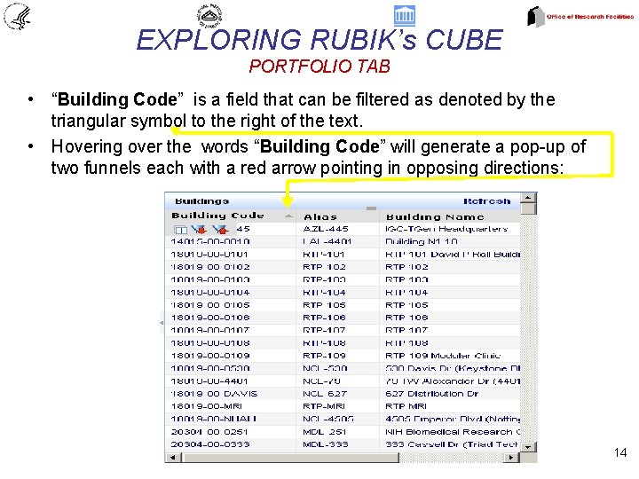 EXPLORING RUBIK’s CUBE PORTFOLIO TAB • “Building Code” is a field that can be